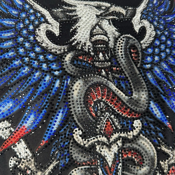 Affliction Black Label Men’s Eagle Rhinestone Short Sleeve T-shirt- XL - NWT - Picture 9 of 15